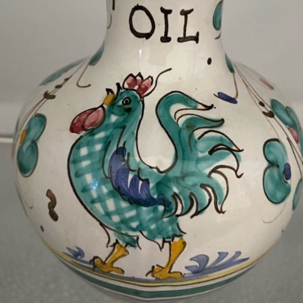“Olive Oil” Hand Painted Small Ceramic Pitcher- Made, Signed, & Numbered - Italy